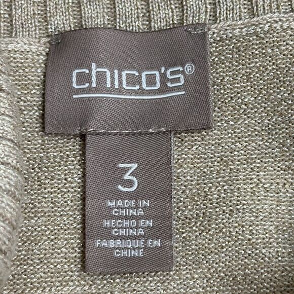Chico’s Sweater Tunic Size 3 (16) XL Beige Sparkling Jeweled NWOT - Picture 14 of 16
